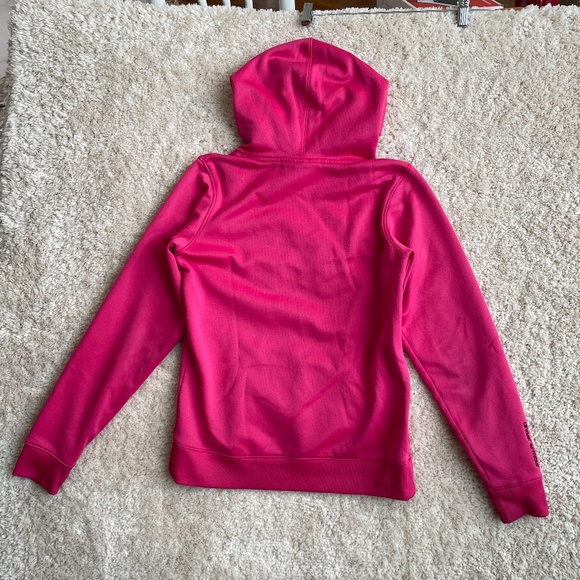 Under Armour Hoodie Womens Pink XS ColdGear Fleece Big Logo Semi-Fitted 1221640 - Picture 13 of 13
